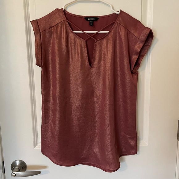 Express Tops - Express Metallic Rose Blouse